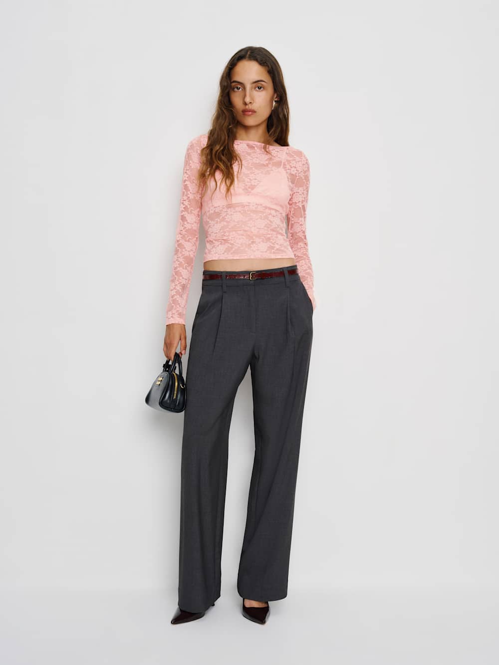 Adriano Lace Knit Top - Pink