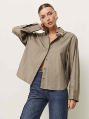 Andy Oversized Shirt - Taupe Stripe