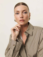 Andy Oversized Shirt - Taupe Stripe