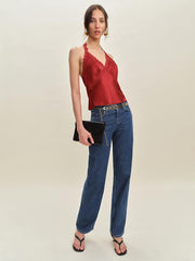 Monica Silk Top - Lipstick