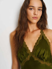 Monica Silk Top - Moss Garden