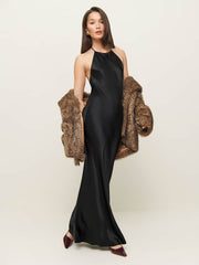 Petites Jeany Silk Dress - Black