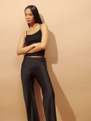 Petites Gale Satin Mid Rise Bias Pant - Black