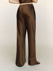Petites Gale Satin Mid Rise Bias Pant - Pinecone