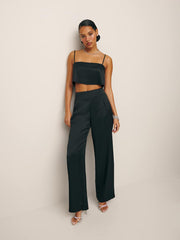 Cleo Satin Two Piece - Black
