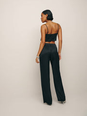 Cleo Satin Two Piece - Black