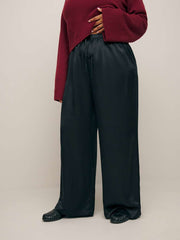 Olina Silk Pant Es - Black
