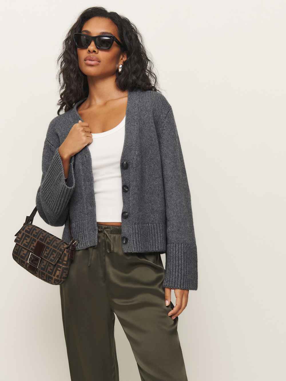 Nala Cotton Cashmere Cardigan - Thunder