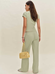 Olina Knit Pant - Limon Waffle
