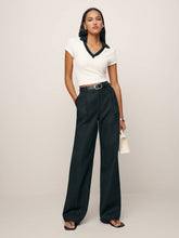 Alex Linen Mid Rise Pant - Black