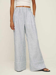 Fernando Linen Wide Leg Pant - Antibes Stripe