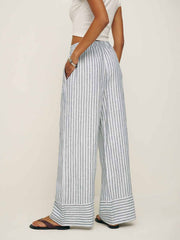 Fernando Linen Wide Leg Pant - Antibes Stripe