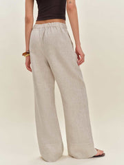 Fernando Linen Wide Leg Pant - Oatmeal