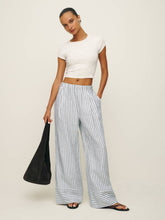 Petites Fernando Linen Wide Leg Pant - Antibes Stripe