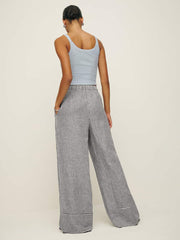 Petites Fernando Linen Wide Leg Pant - Remy Check