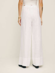 Petites Fernando Linen Wide Leg Pant - White