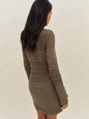 Inda Open Knit Mini Dress - Shitake
