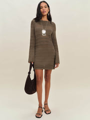 Inda Open Knit Mini Dress - Shitake