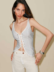 Fitz Top - White/blue Stripe