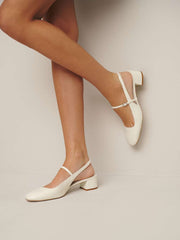Maddox Slingback Heel - White Leather