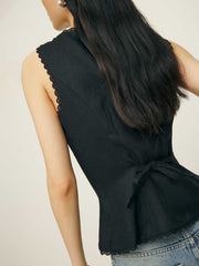 Amela Linen Top - Black