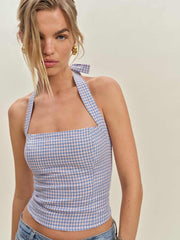 Malika Linen Top - Stellar Check