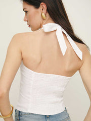 Malika Linen Top - White