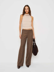 Vida Low Rise Pant - Brown Wool