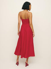 Monette Linen Dress - Cherry
