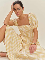 Marella Linen Dress - Sunshine Check