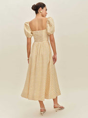 Marella Linen Dress - Sunshine Check
