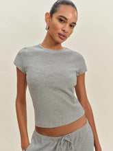 Olive Knit Top - Heather Grey Waffle