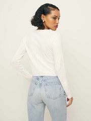 Ari Pointelle Knit Cardigan - Gossamer