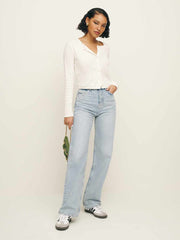 Ari Pointelle Knit Cardigan - Gossamer