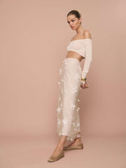 Gabriella Skirt - Ivory Floral Appliqué