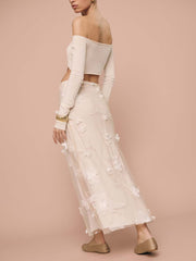 Gabriella Skirt - Ivory Floral Appliqué