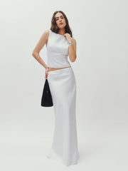 Bella Linen Skirt - White