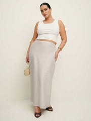 Layla Linen Skirt Es - Oatmeal