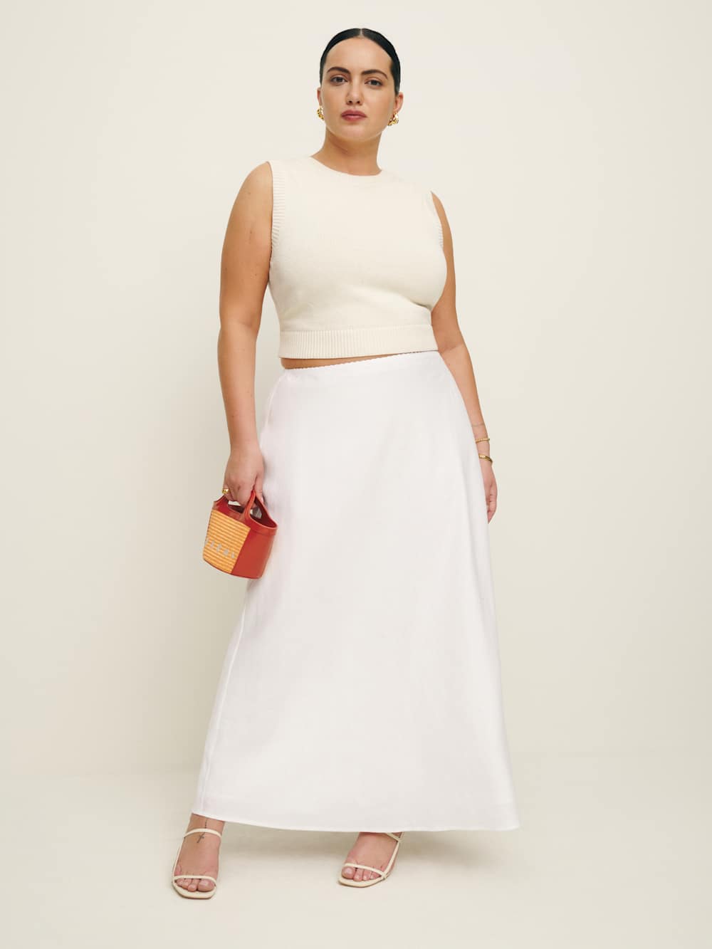 Layla Linen Skirt Es - White