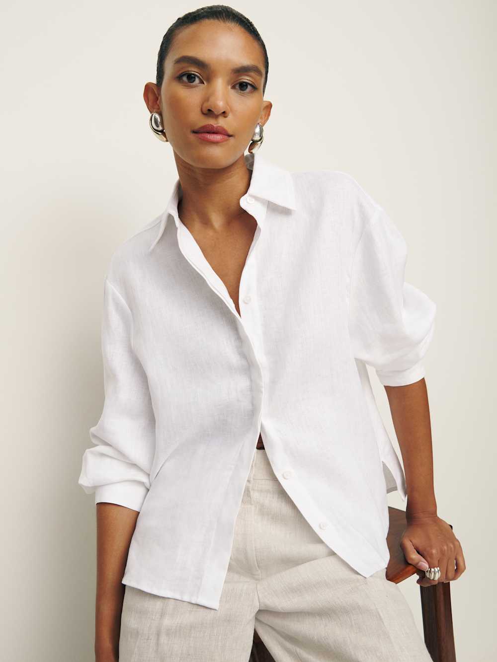 Andy Oversized Linen Shirt - White