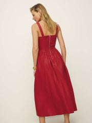 Petites Balia Linen Dress - Sundried Tomato
