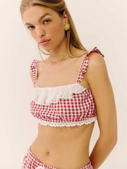 Romee Cropped Top - Red Gingham