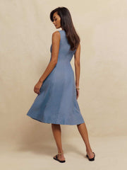 Sebastien Linen Dress - Cornflower
