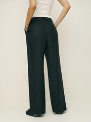 Alex Linen Mid Rise Cropped Pant - Black