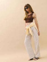 Alex Linen Mid Rise Cropped Pant - Oatmeal