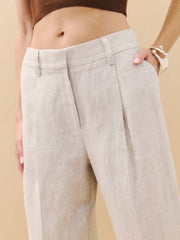 Alex Linen Mid Rise Cropped Pant - Oatmeal