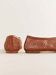Britt Ballet Flat - Brown Crochet