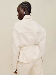 Luna Belted Denim Jacket - Fior Di Latte