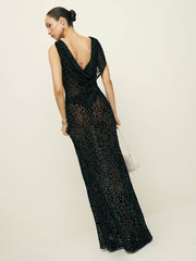 Cavallo Dress - Black Burnout Velvet