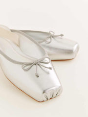 Megan Lace Up Ballet Flat - Silver